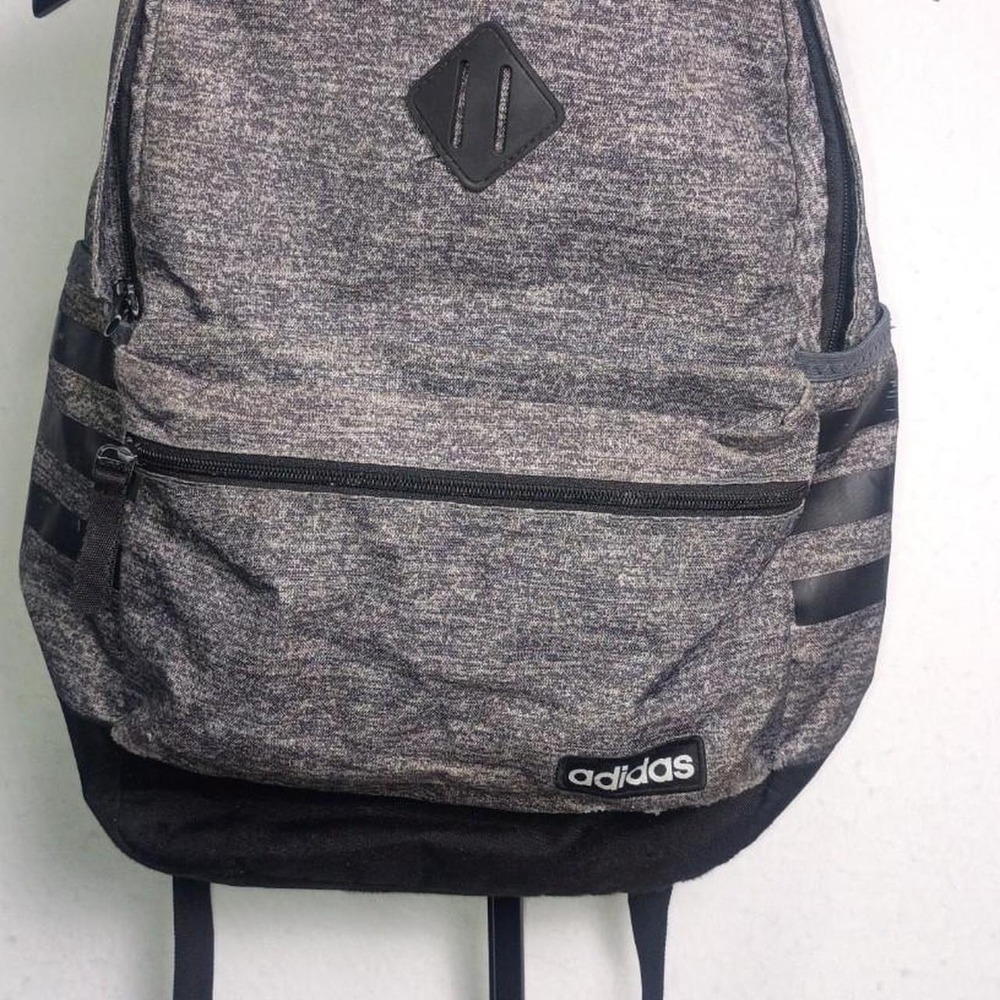 Adidas Backpack Kids OS Gray Good Heathered Black Stripes Sporty